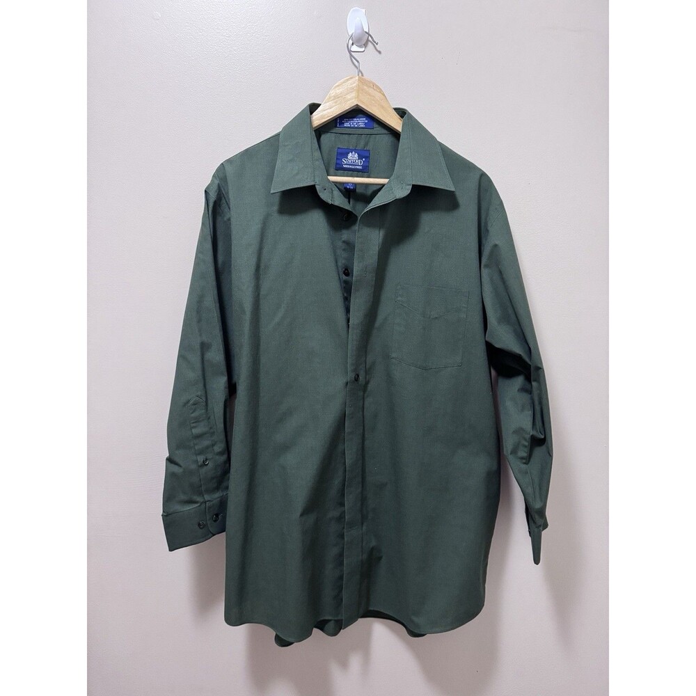 Stafford dress shirt Mens 17 32-33 XL/XXL Cotton Blend Colour Green